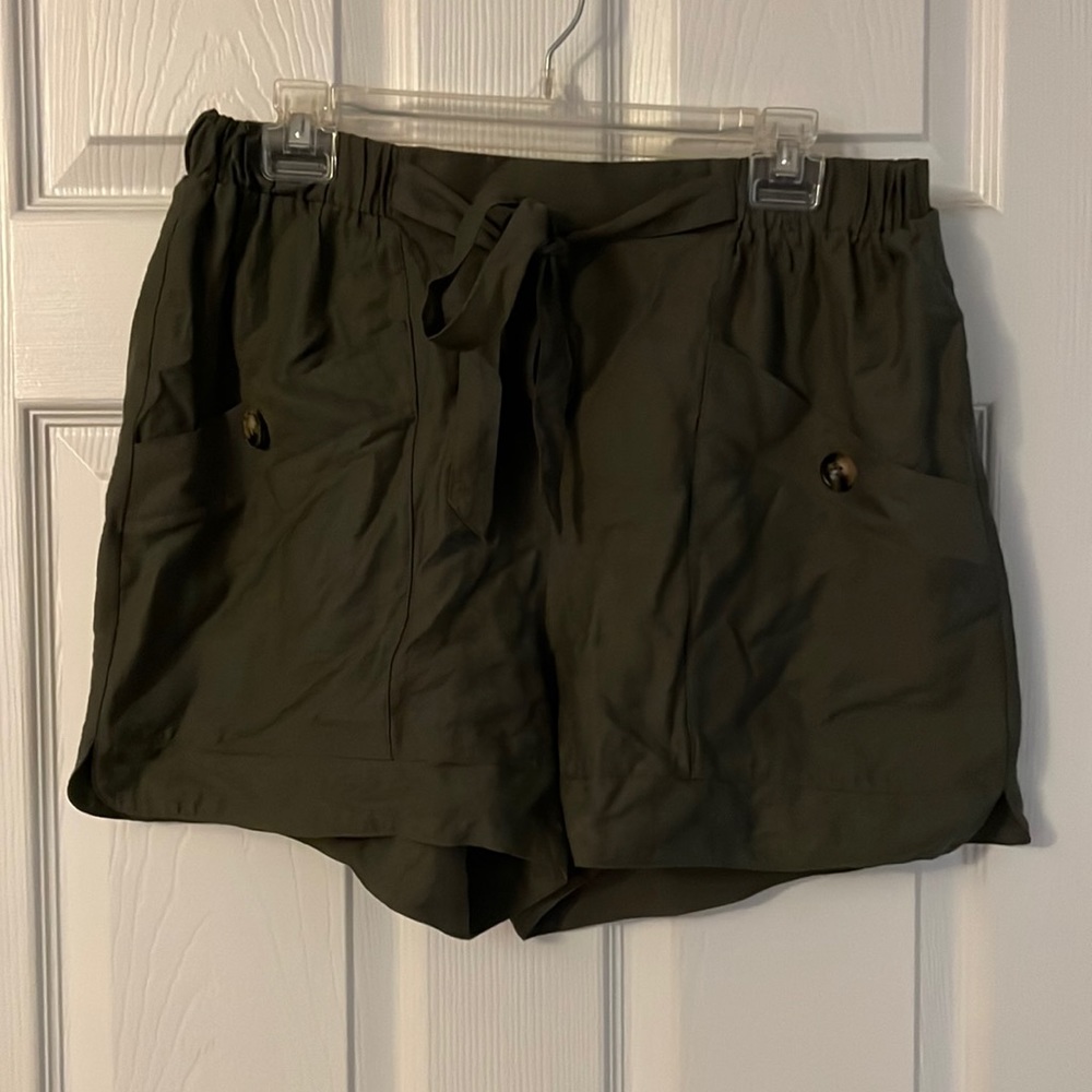 Hyfve olive green shorts with button pockets size L